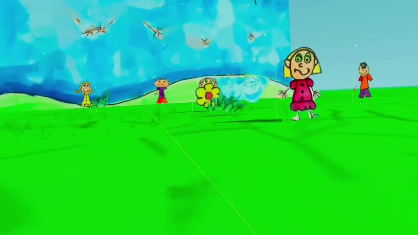 The same drawing transformed into an immersive VR world inside a Quest headset